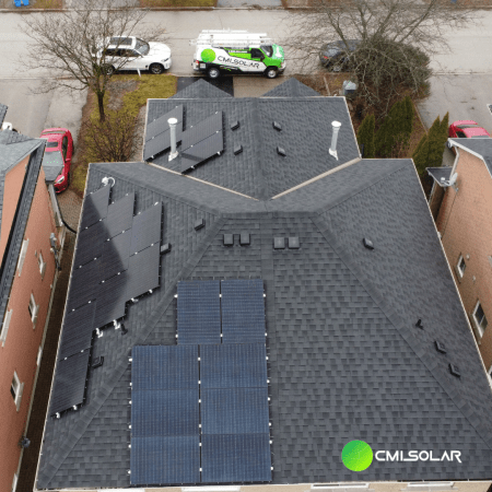 solar panels installed on roof of a NewMarket Home