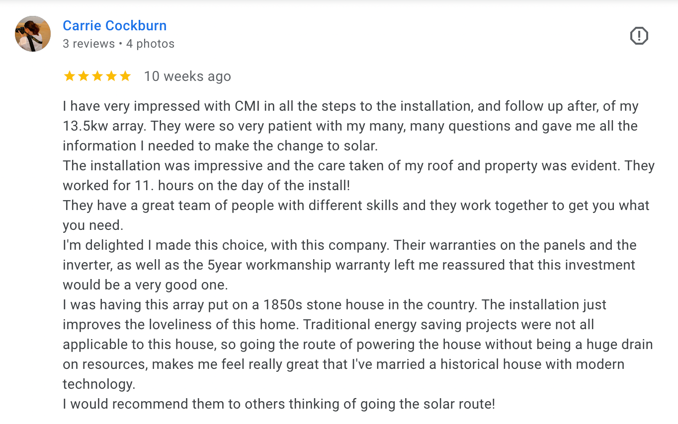 cmi solar inc. google reviews